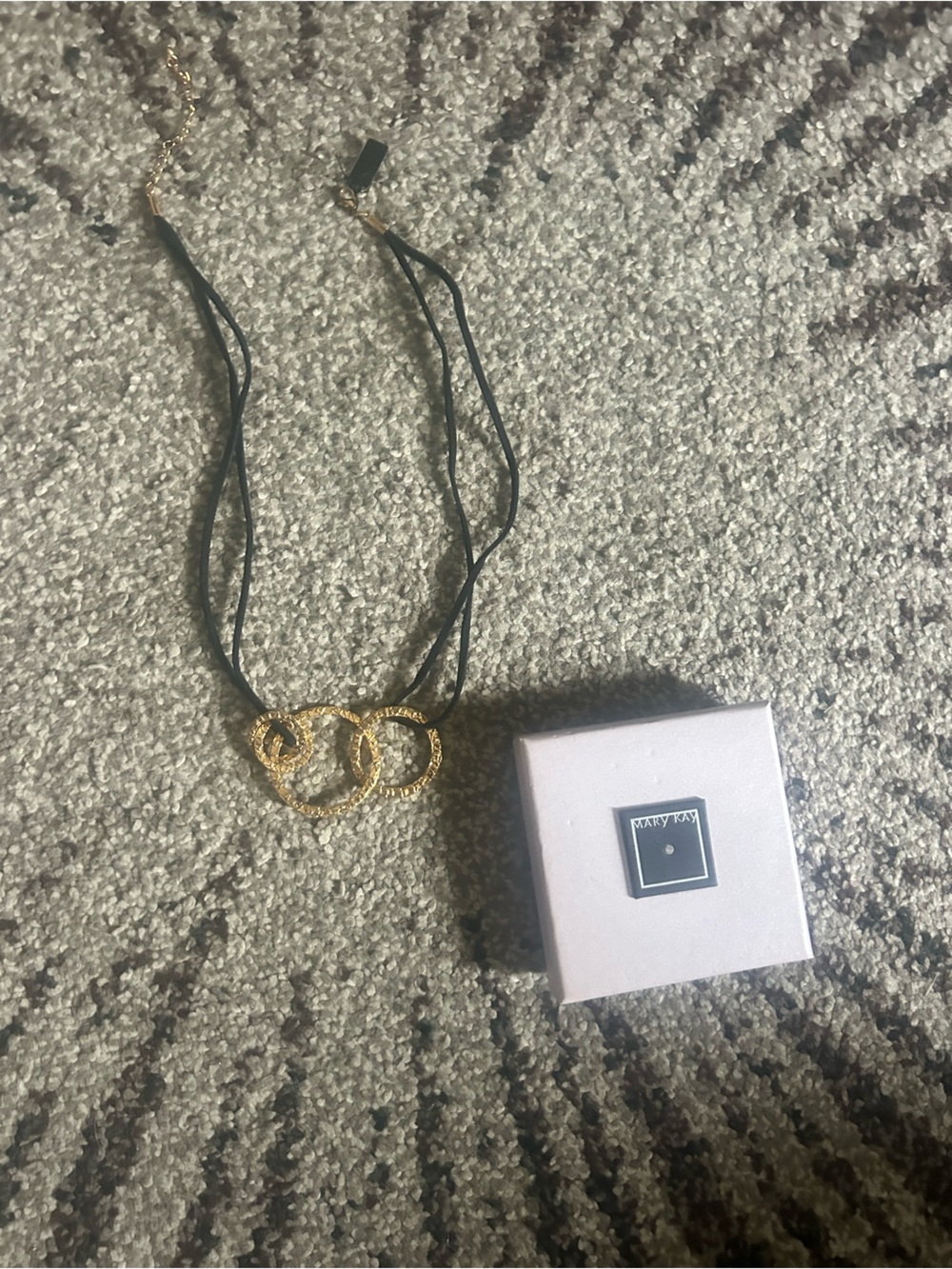 Gold Double Textured Hoop Necklace with Black Cord